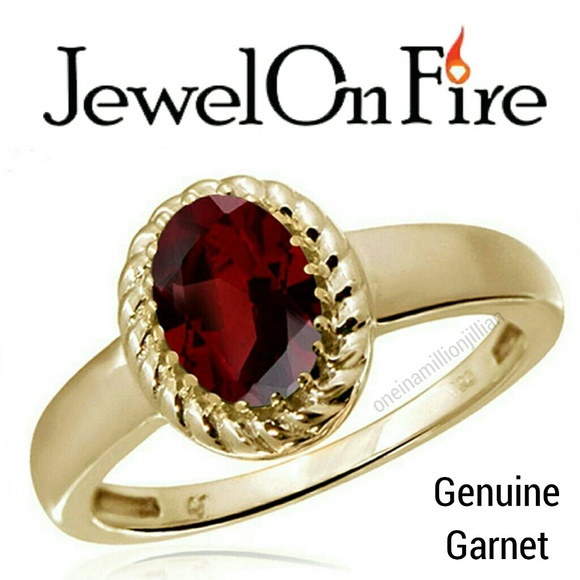 Jewel on Fire Jewelry - 14k Gold Sterling JewelOnFire 1CT Garnet Ring